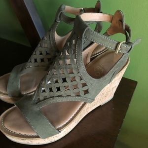 Franco Sarto Olive Green High Wedge Sandals